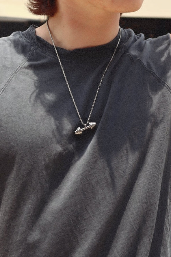 large box necklace with dumbbell - jewelry for men in el salvador 2025